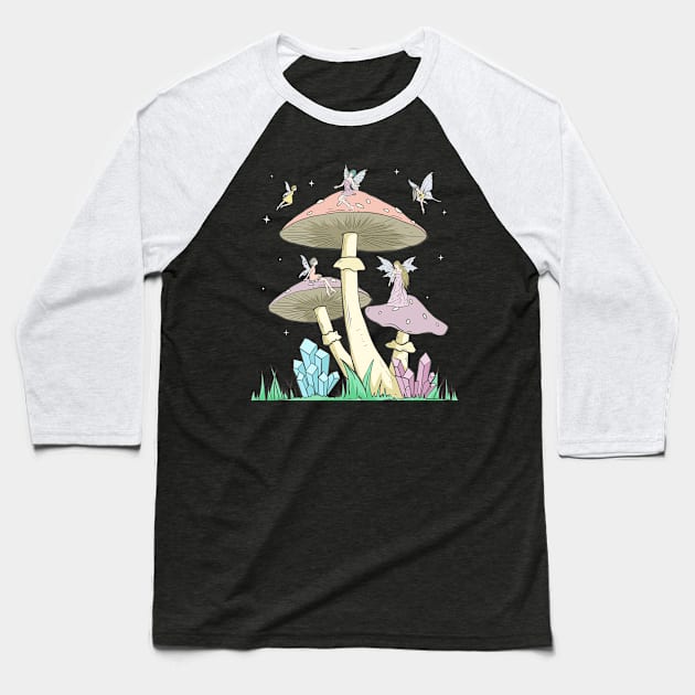 Fairycore Aesthetic Fairy Grunge Mushroom Fairies Baseball T-Shirt by Alex21